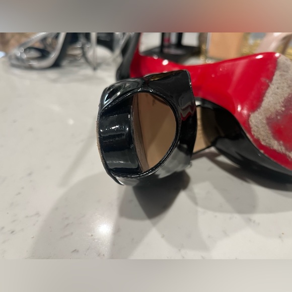 Christian Louboutin Women's Strap Slingback Sandals Peep Toe Platform Red - Picture 7 of 9